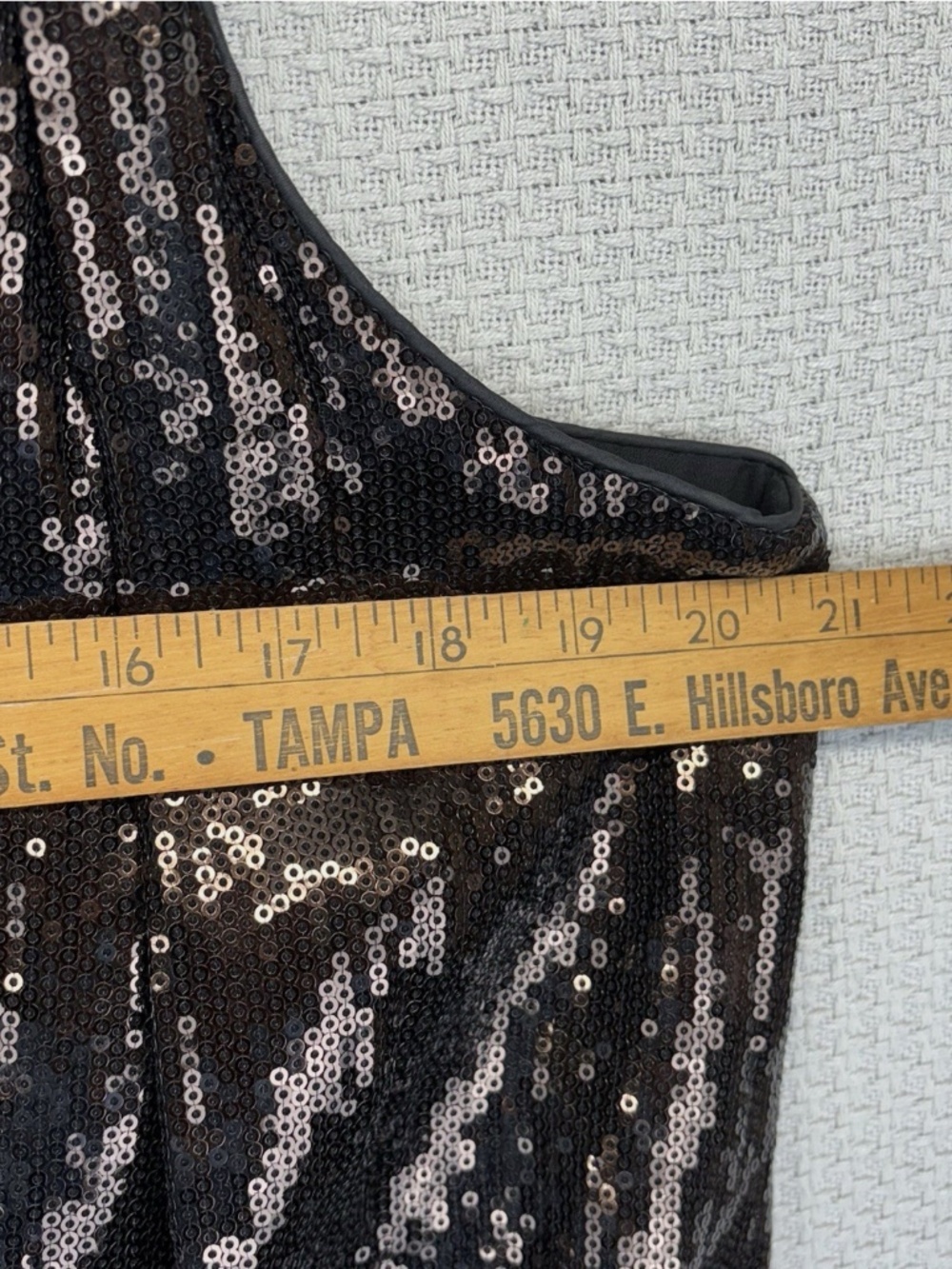 Badgley Mischka One Shoulder Bronze/Brown Sequined Mini Cocktail Party Dress XL - Picture 8 of 10